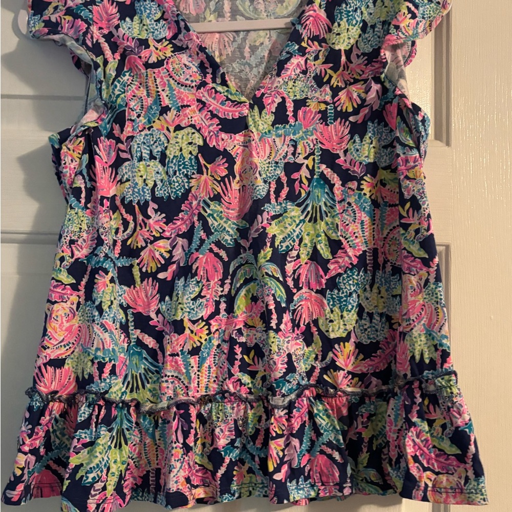 Lilly Pulitzer Pink and Blue Floral Blouse